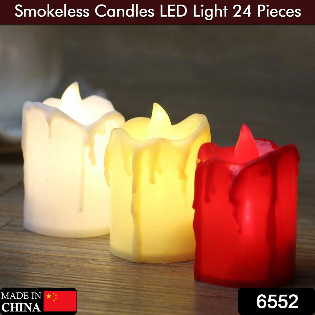 Set of flameless candles with a melted look.