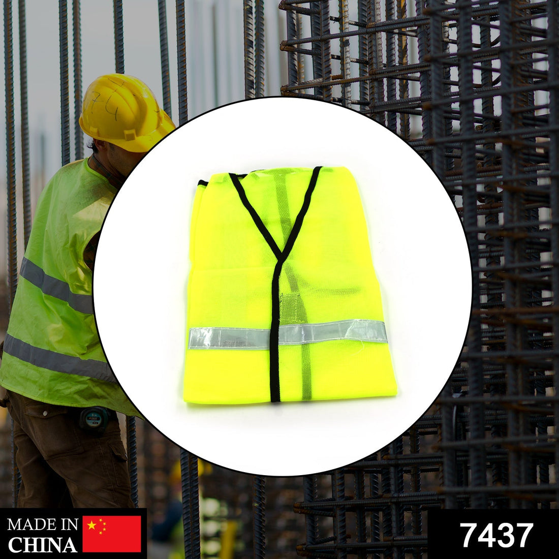 Reflective green safety jacket for construction workers