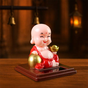 Solar Power Moving Head Buddha Statue Car Ornament (1 Pc / Mix Color)