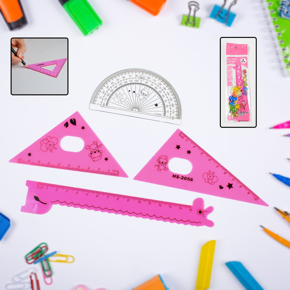 Cute Cartoon Giraffe Ruler / Scale Meter Ruler / Triangle Ruler (4 Pc ...