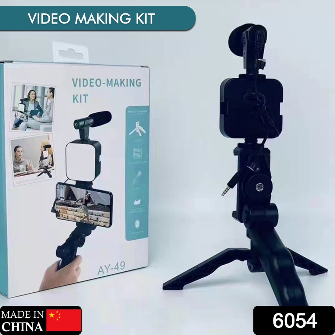 Vlogging kit with mini tripod and LED light