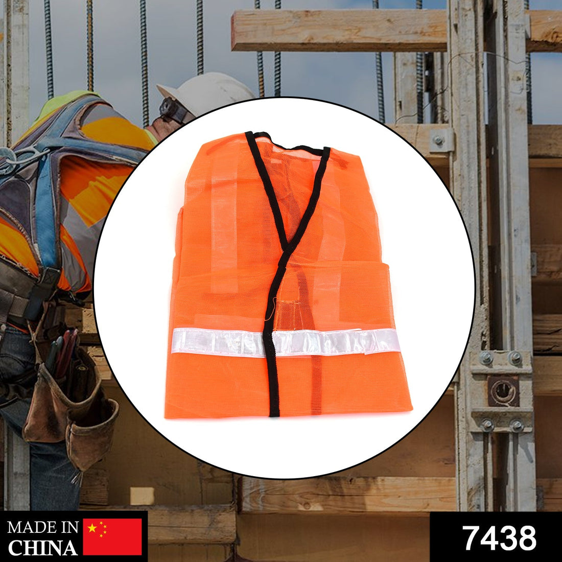 Safety jacket in bright orange for enhanced visibility