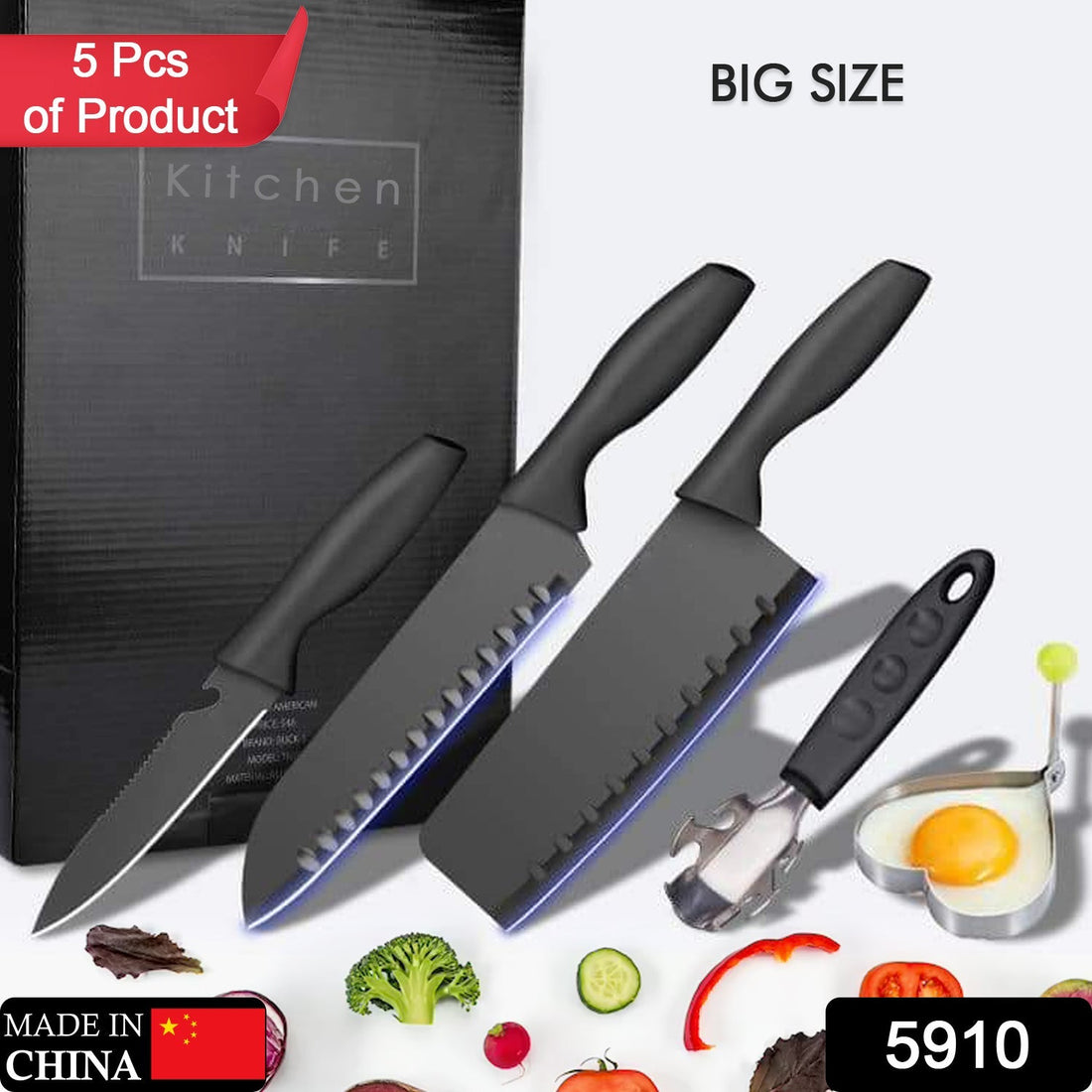 Stainless steel kitchen knife set, 5 pieces