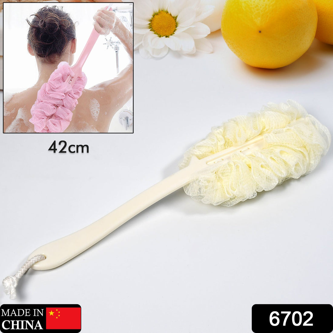Long handle loofah back scrubber