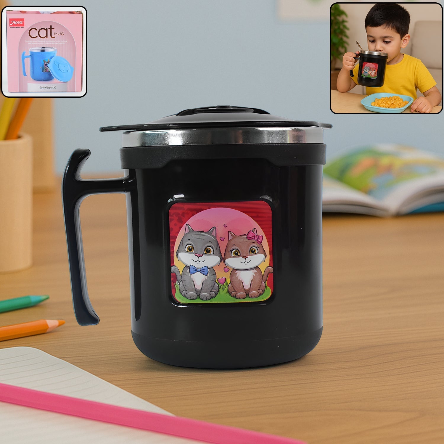 Cat print insulated mug 250ml