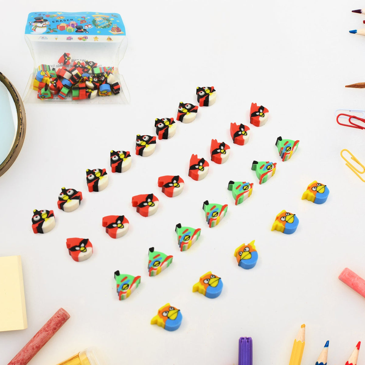Colorful Novelty Eraser Set for Kids and Gifts (28 Pcs In 1 Packet)