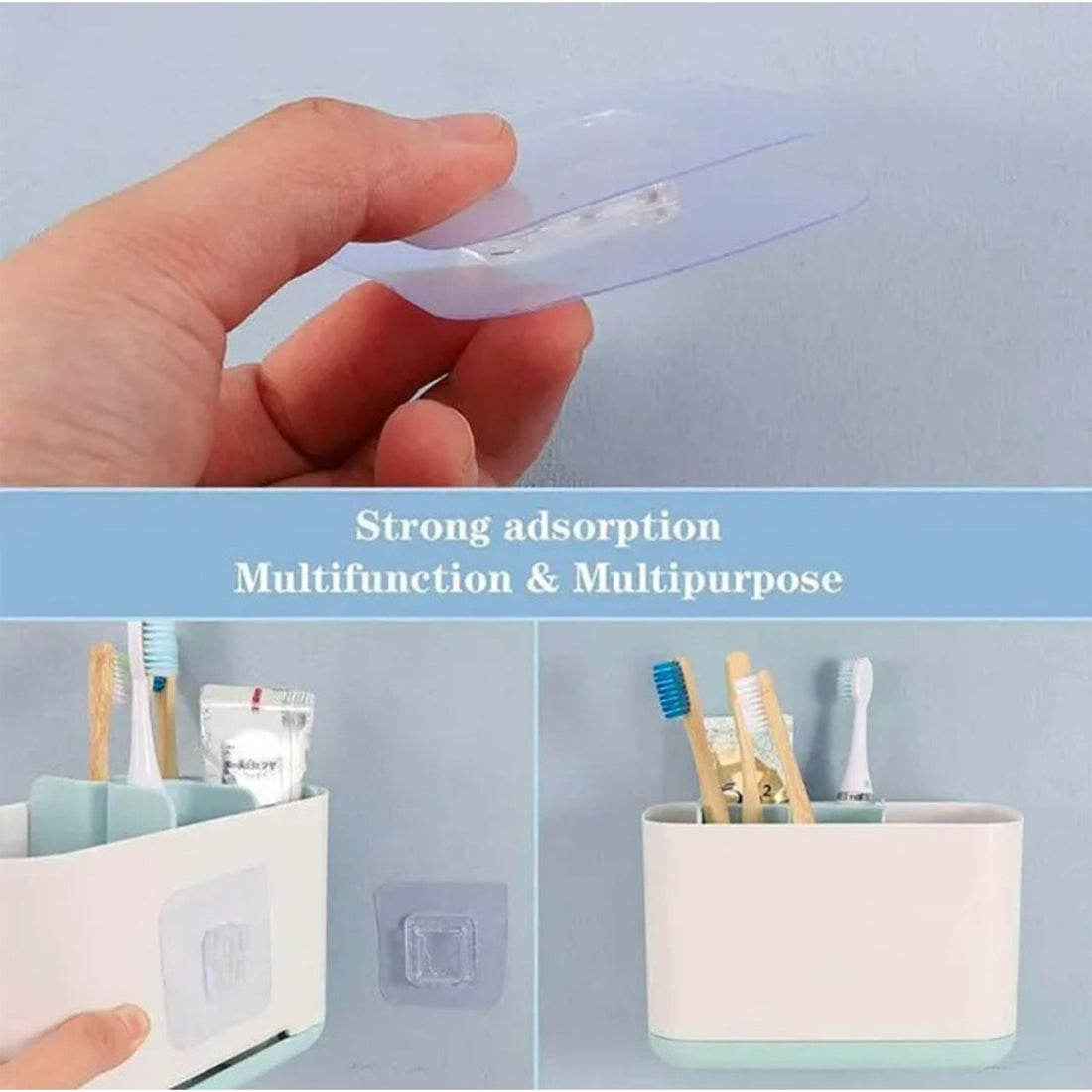 Transparent adhesive hook for hanging items, clear design