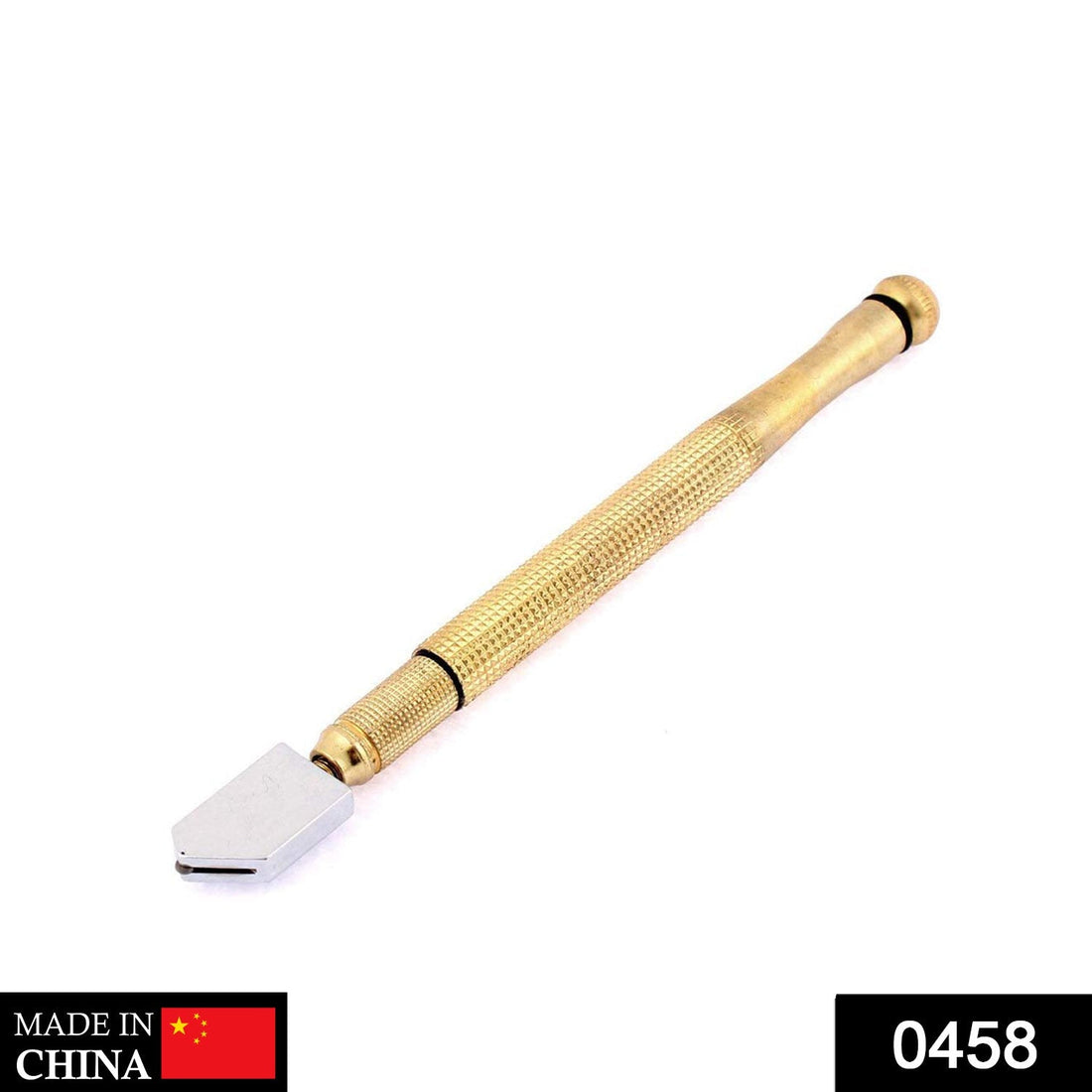 Gold glass cutter for clean cuts.