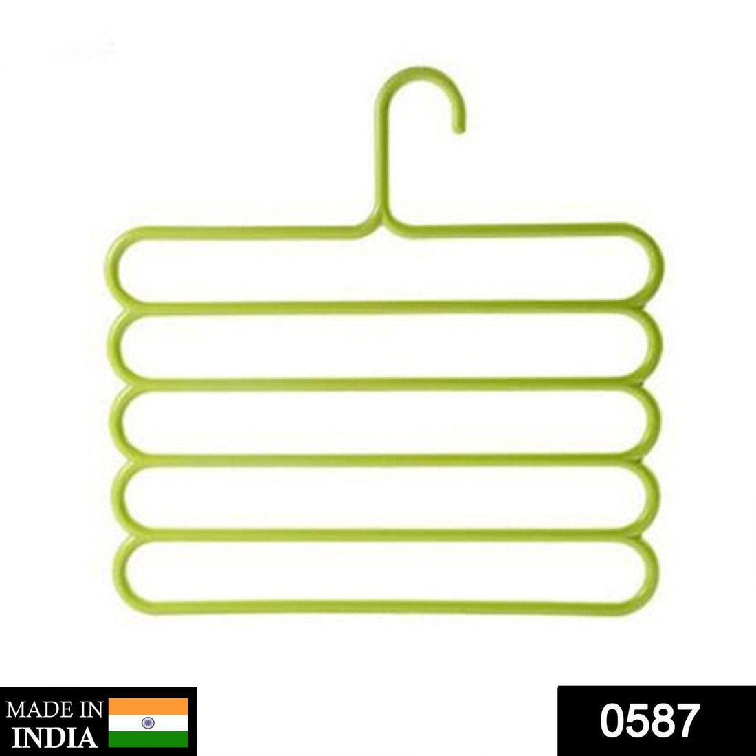 5-layer multipurpose plastic hanger in use with clothes