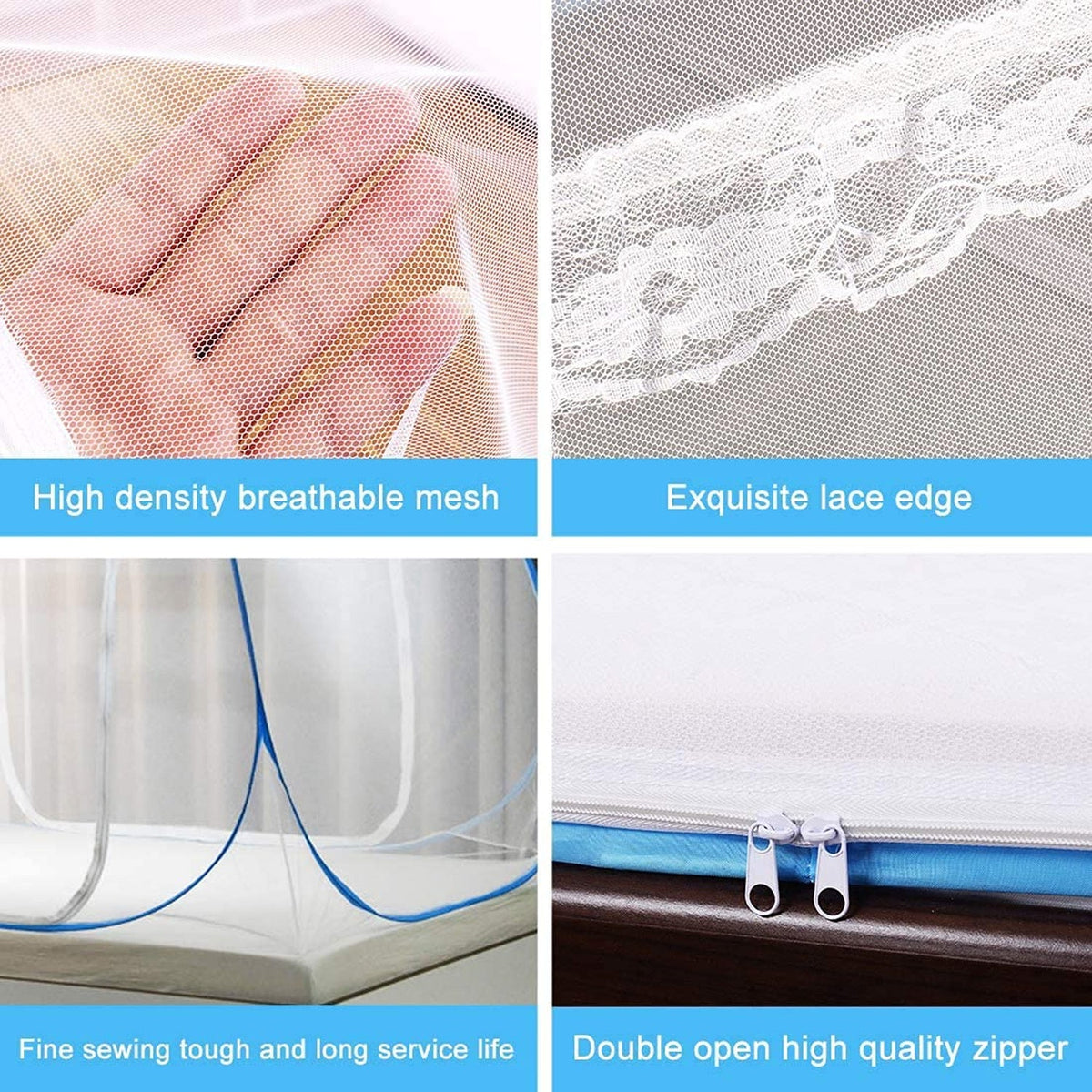 Premium Polyester Foldable Mosquito Net Tent (100 Cm Long / 1 Pc)
