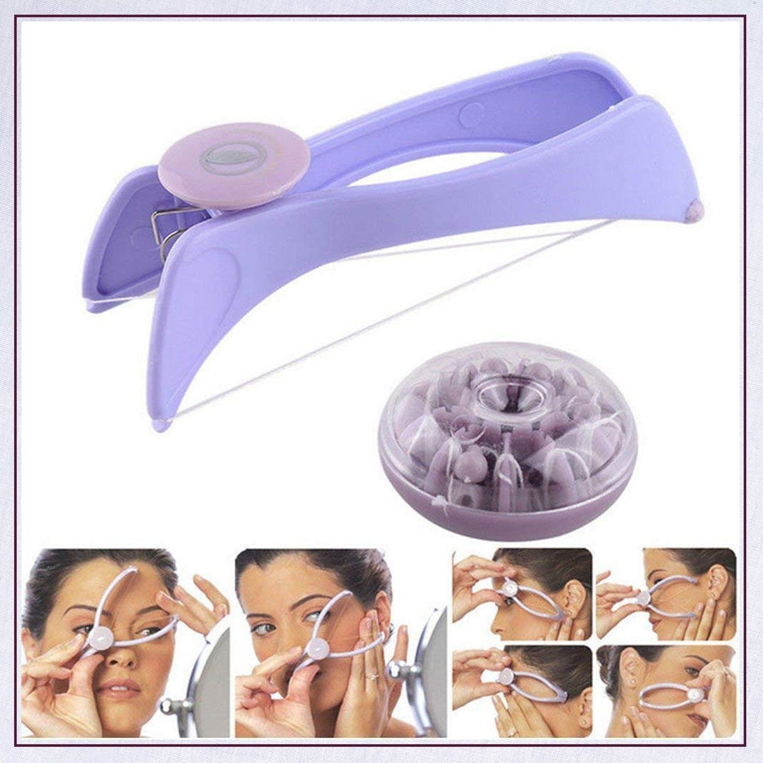 Hair removal device in action on facial hair.