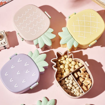 Kids Lunch Box Cute Pineapple Shaped Bento Box with Fork Spoon Snack Container Microwave Portable Office Lunch Box (1 Pc / With Spoon & Fork)