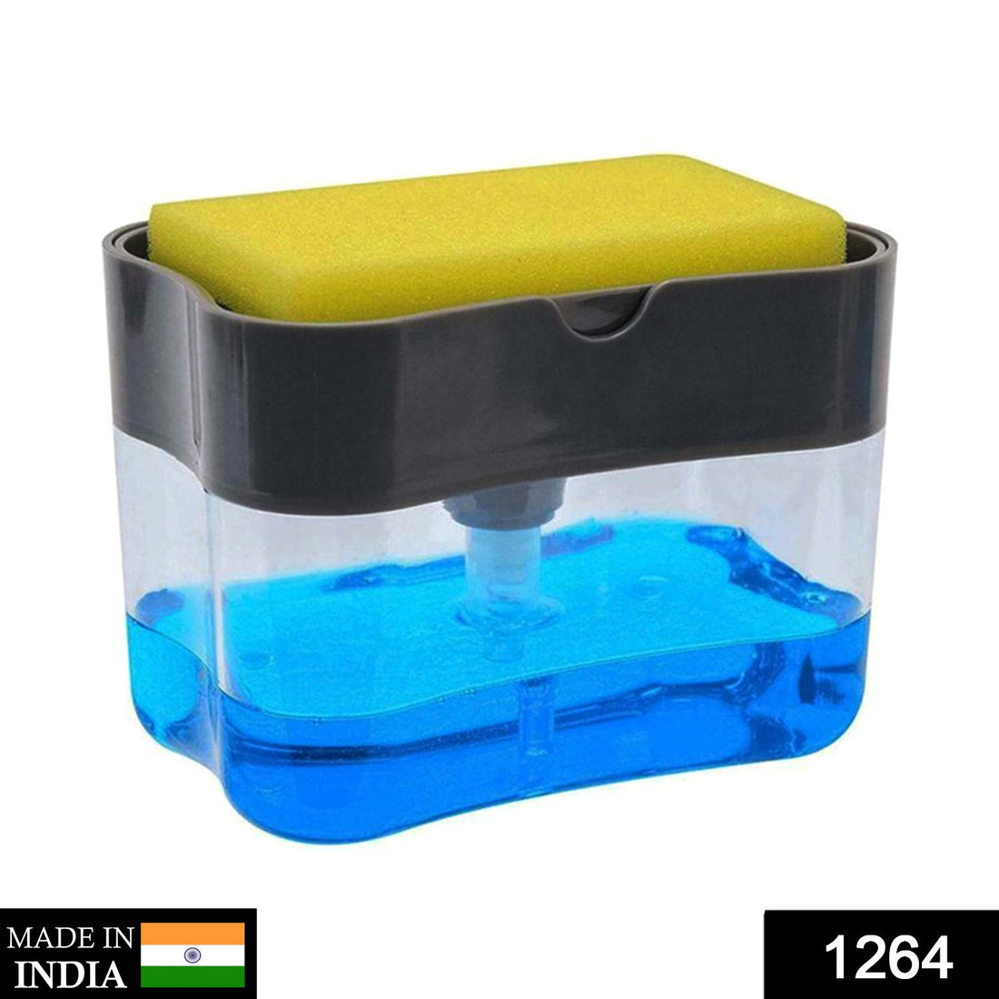 Compact liquid soap dispenser with integrated sponge holder
