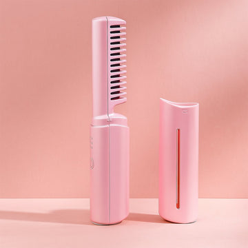 Rechargeable Mini Hair Straightener, Travel Portable USB Charging Cordless Hair Straightener Bursh, Three Temperature Adjustments Flat Iron Comb (1 Pc)