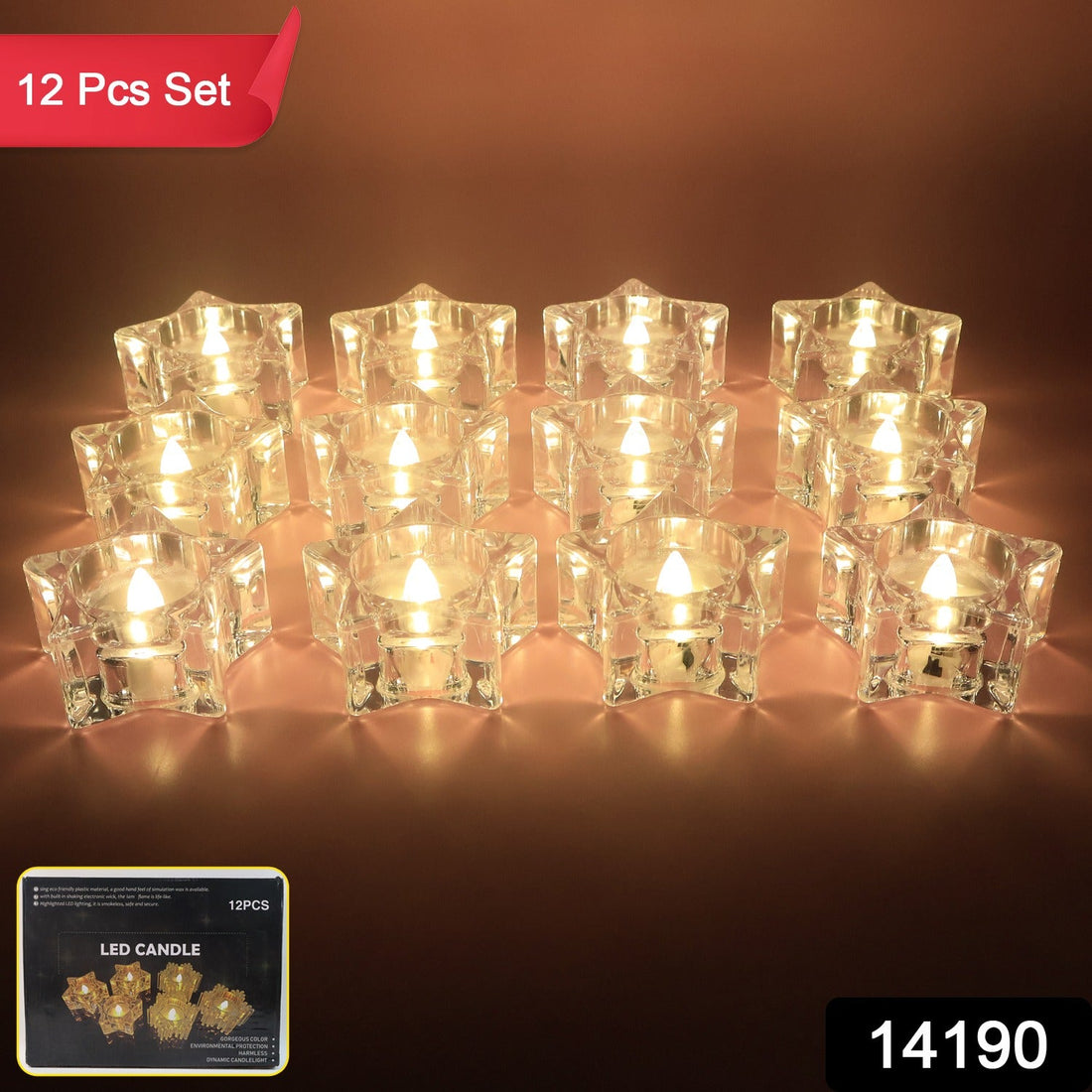 12 LED Crystal Smokeless Candles