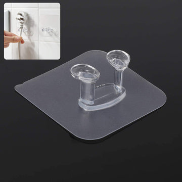 Transparent Self-Adhesive Wall Hook – Drill-Free, Waterproof & Oil-Proof for Toothbrush, Socket (1 Pc)