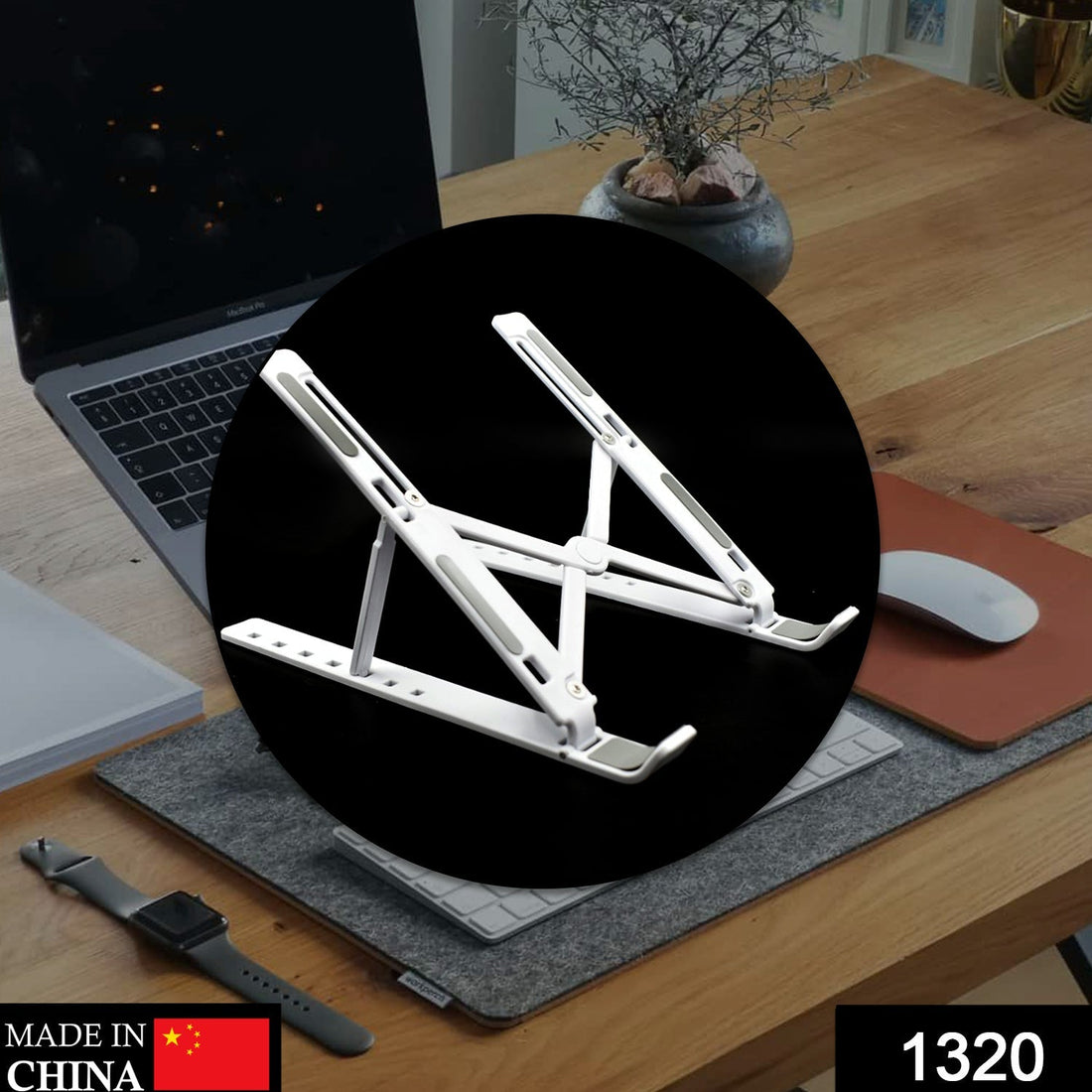Foldable laptop stand in ergonomic design