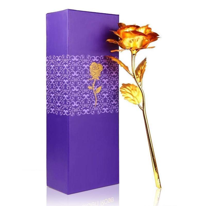 Gold red rose with packaging