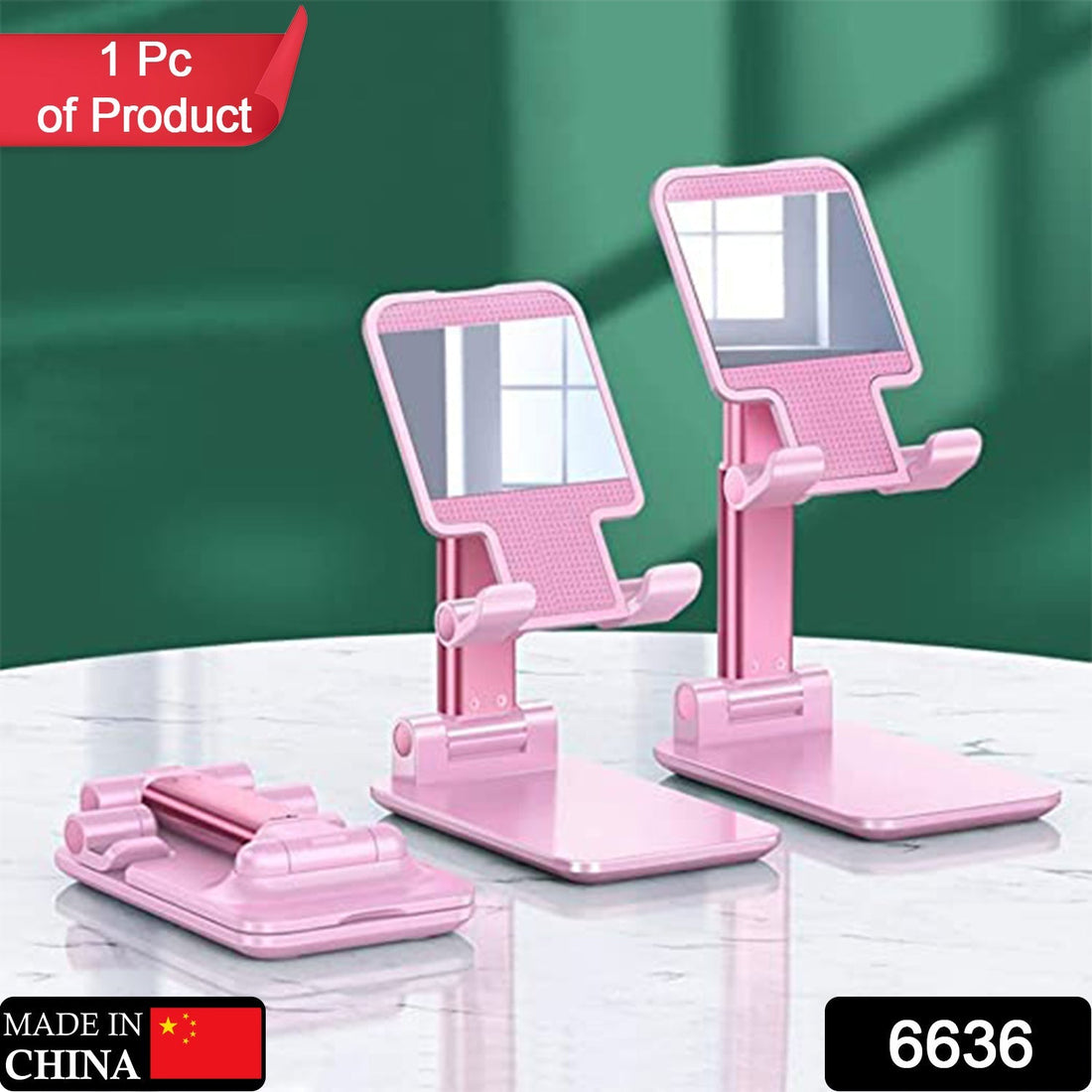 Adjustable phone stand with mirror