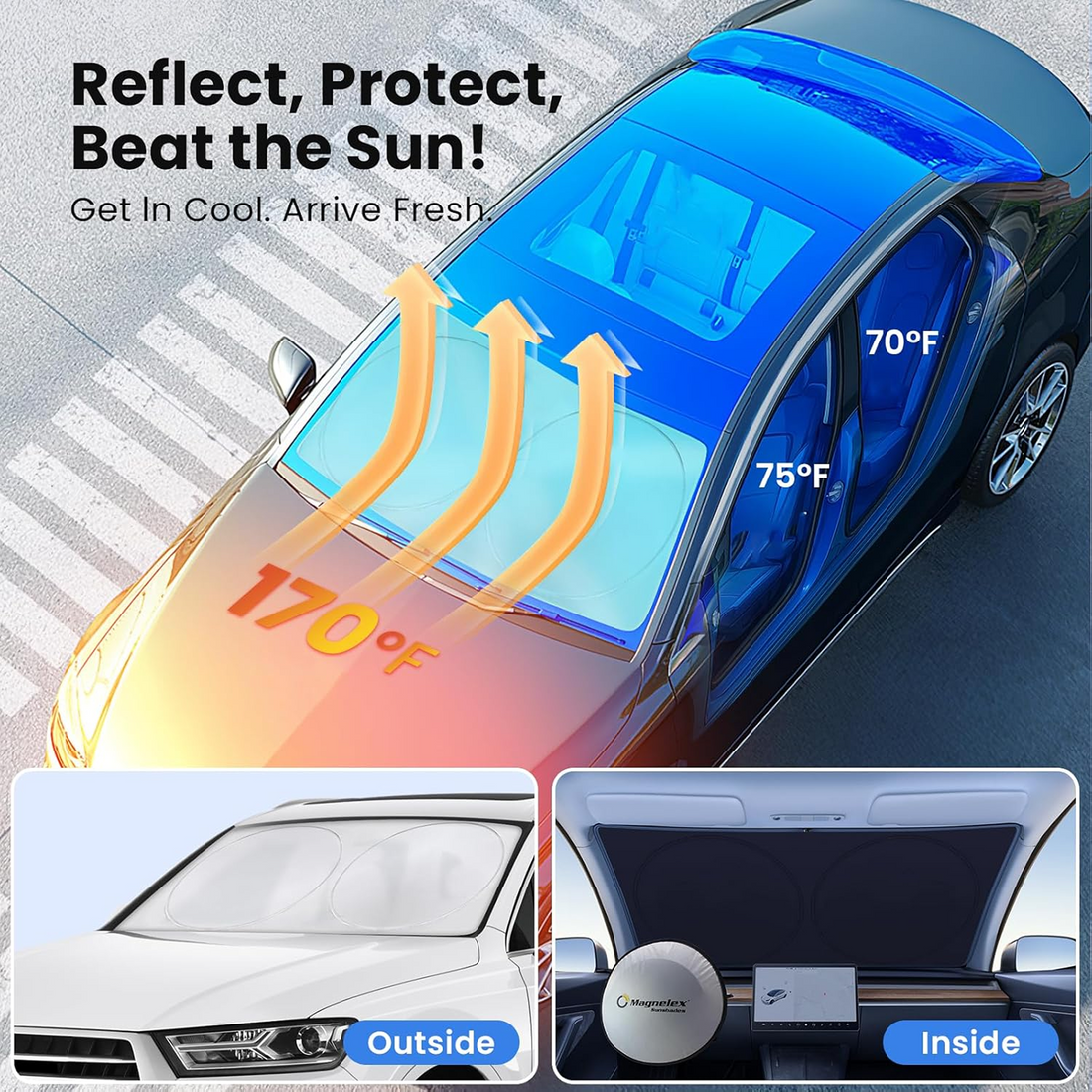Foldable windshield sunshade umbrella for car