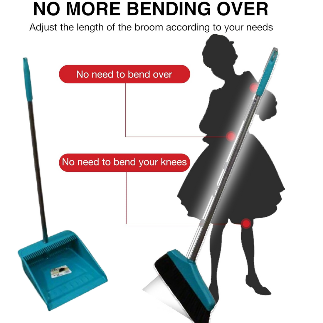 Long handle dustpan and brush set, ideal for sweeping and cleaning at home or office.