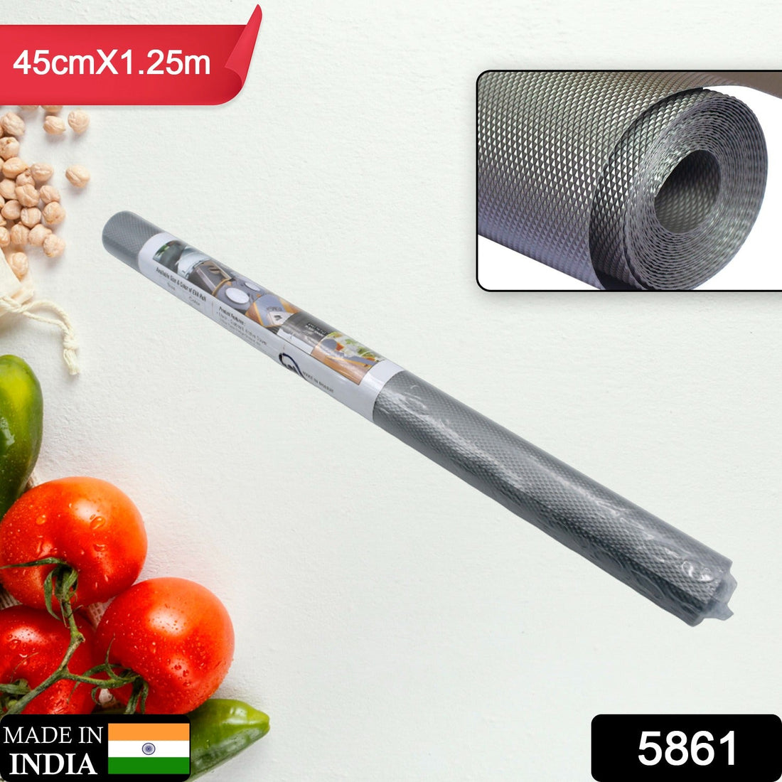 Anti-slip liner for various surfaces like fridges, cabinets, and shelves.