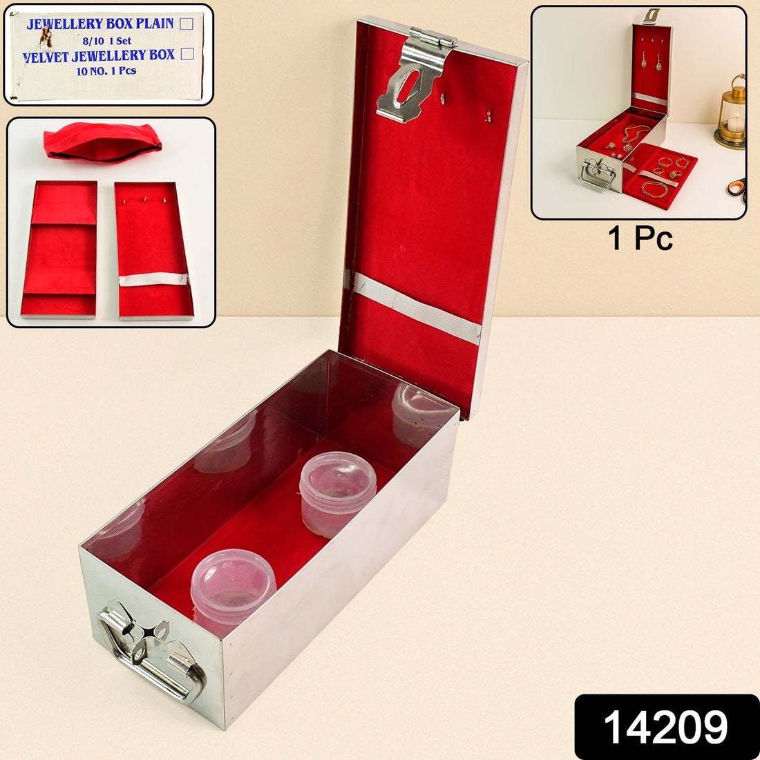 Lustro Box Stainless & Velvet Jewellery Chest