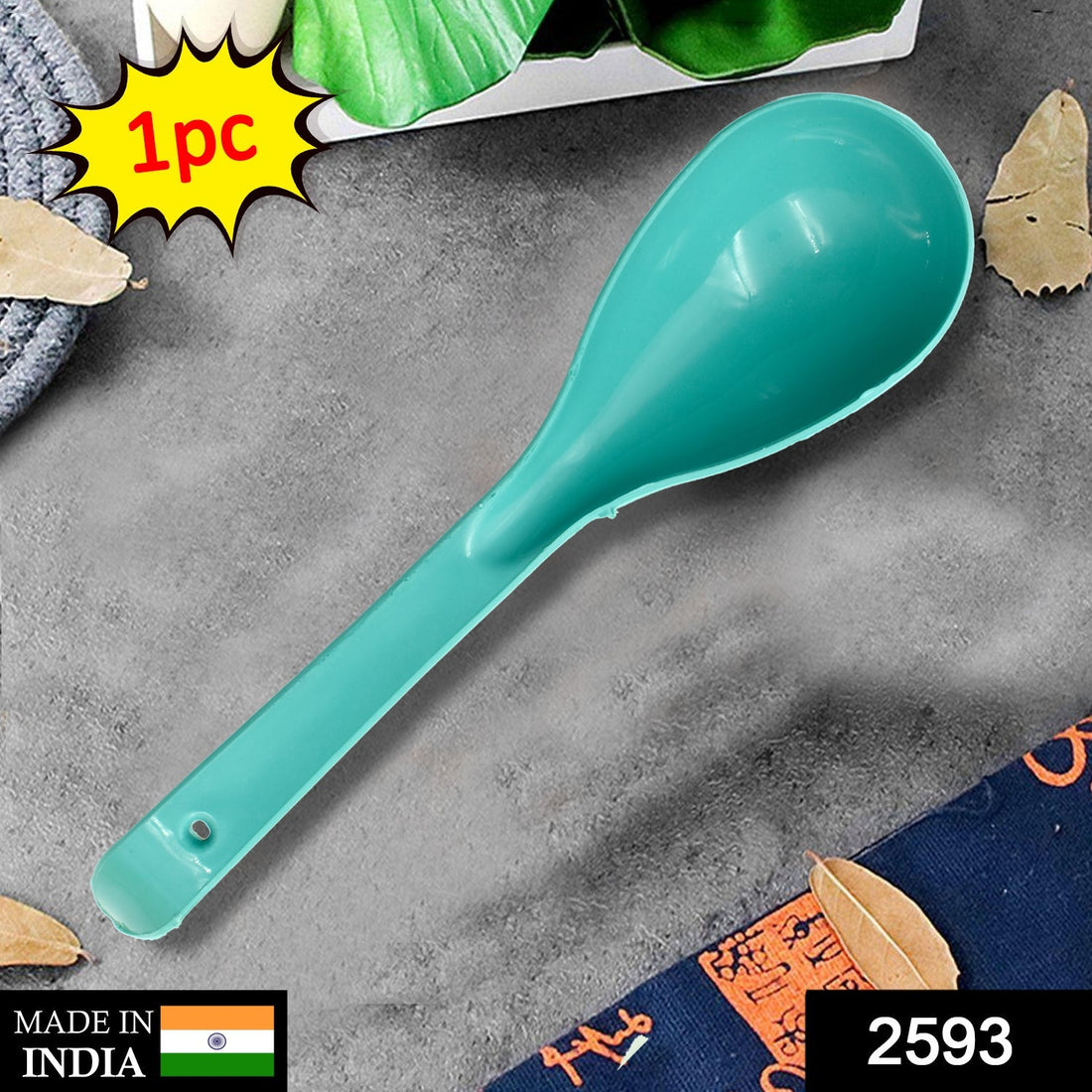 Durable plastic spoon.