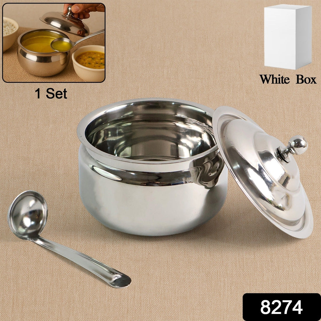 Stainless Steel Ghee Storage Jar