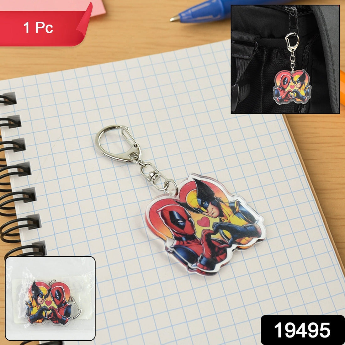 Trendy Cartoon Character Acrylic Keyring with Hook