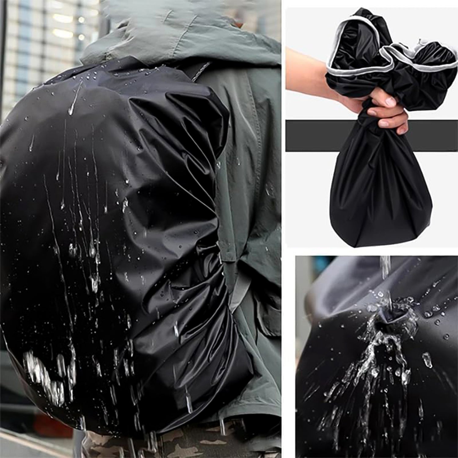 Heavy Waterproof Nylon Rain Cover/Dust Cover - Elastic Adjustable for Laptop Bags and Backpacks, School Bag Waterproof Cover, Dust Proof, Backpack, Laptop Bag Cover (1Pc)