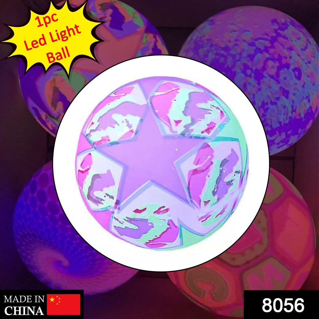 LED rubber ball for stress relief, showcasing its interactive play features and texture
