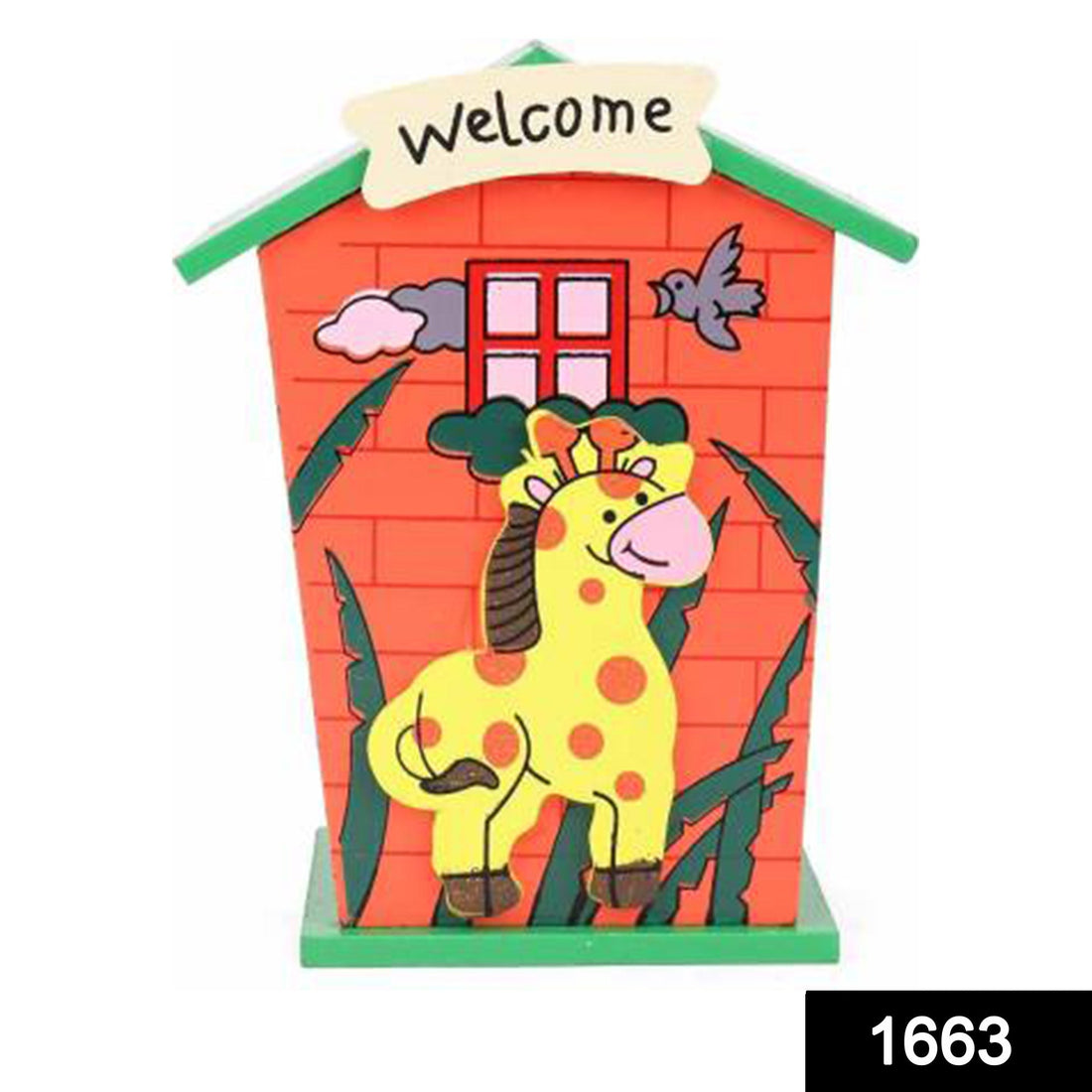 Cute wooden house piggy bank