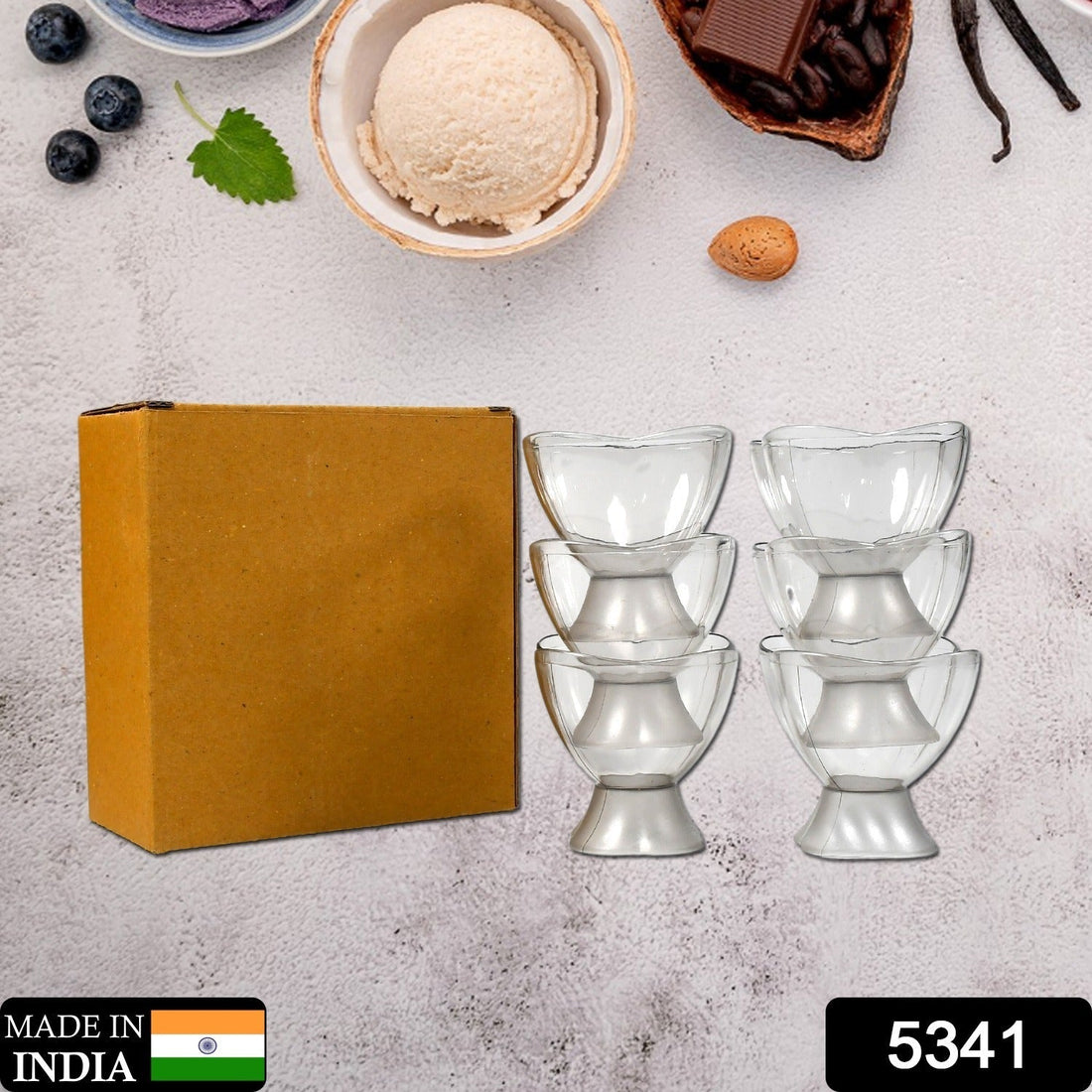 Set of 6 dessert bowls in brown box