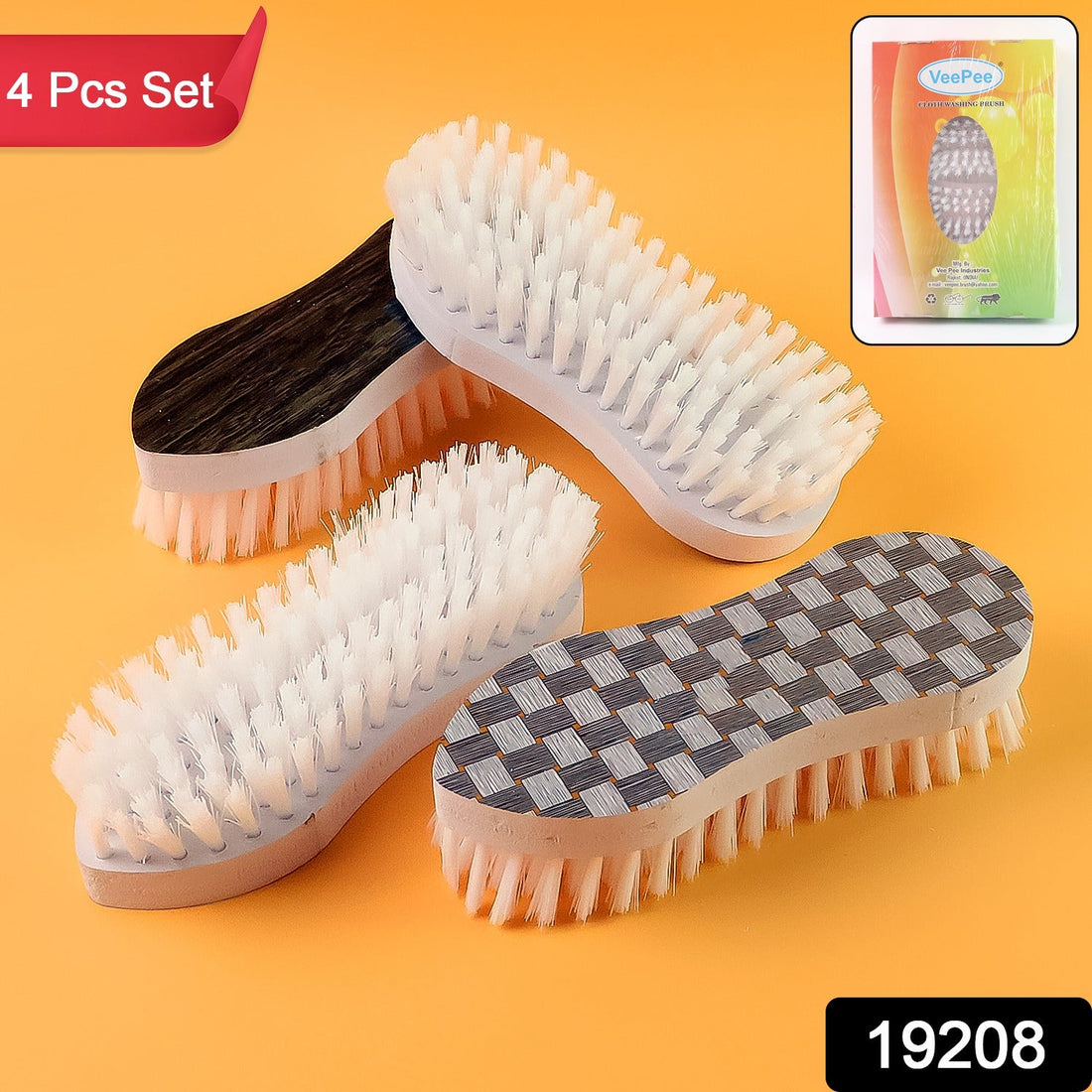 VeePee Ergonomic Curved Laundry Brush Set