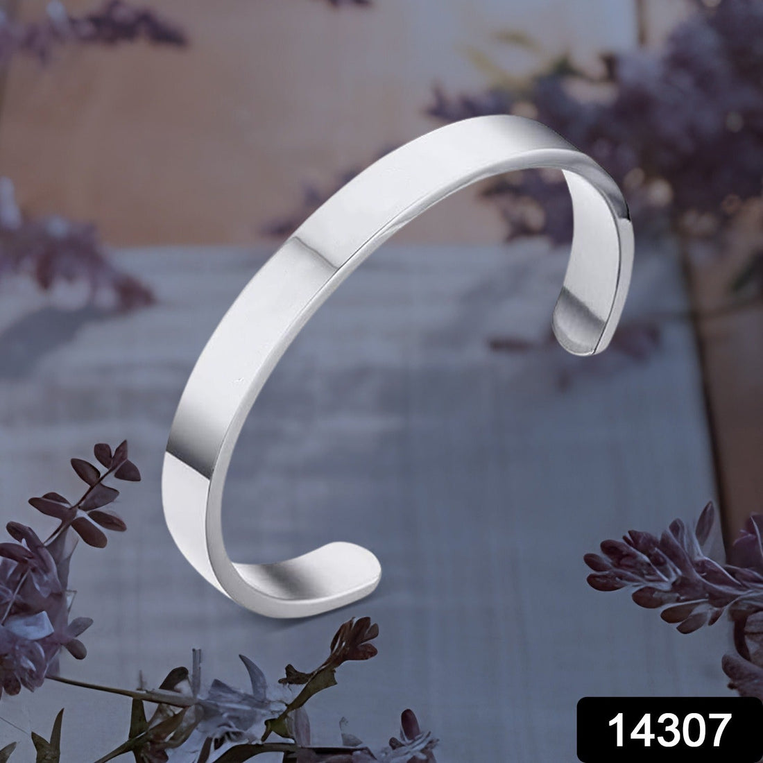 Minimalist Polished Open-Ended Silver-Tone Stainless Steel Kada