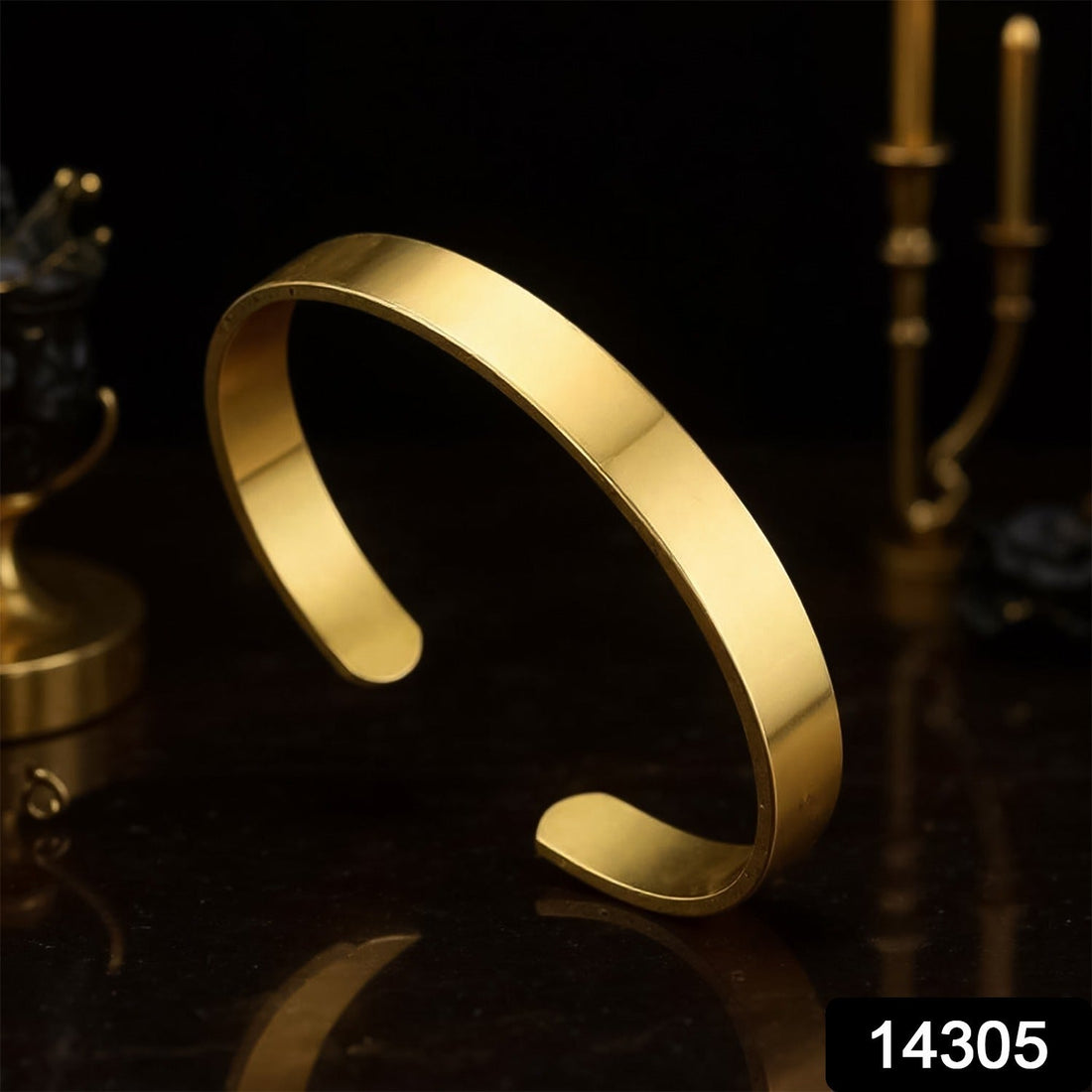 Elegant Gold Finish Open Cuff Bracelet Kada 