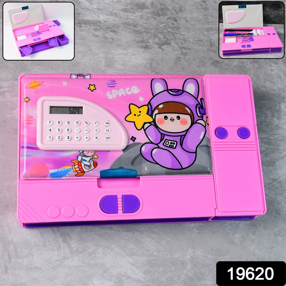 Space Design Pencil Box with Built-in Calculator