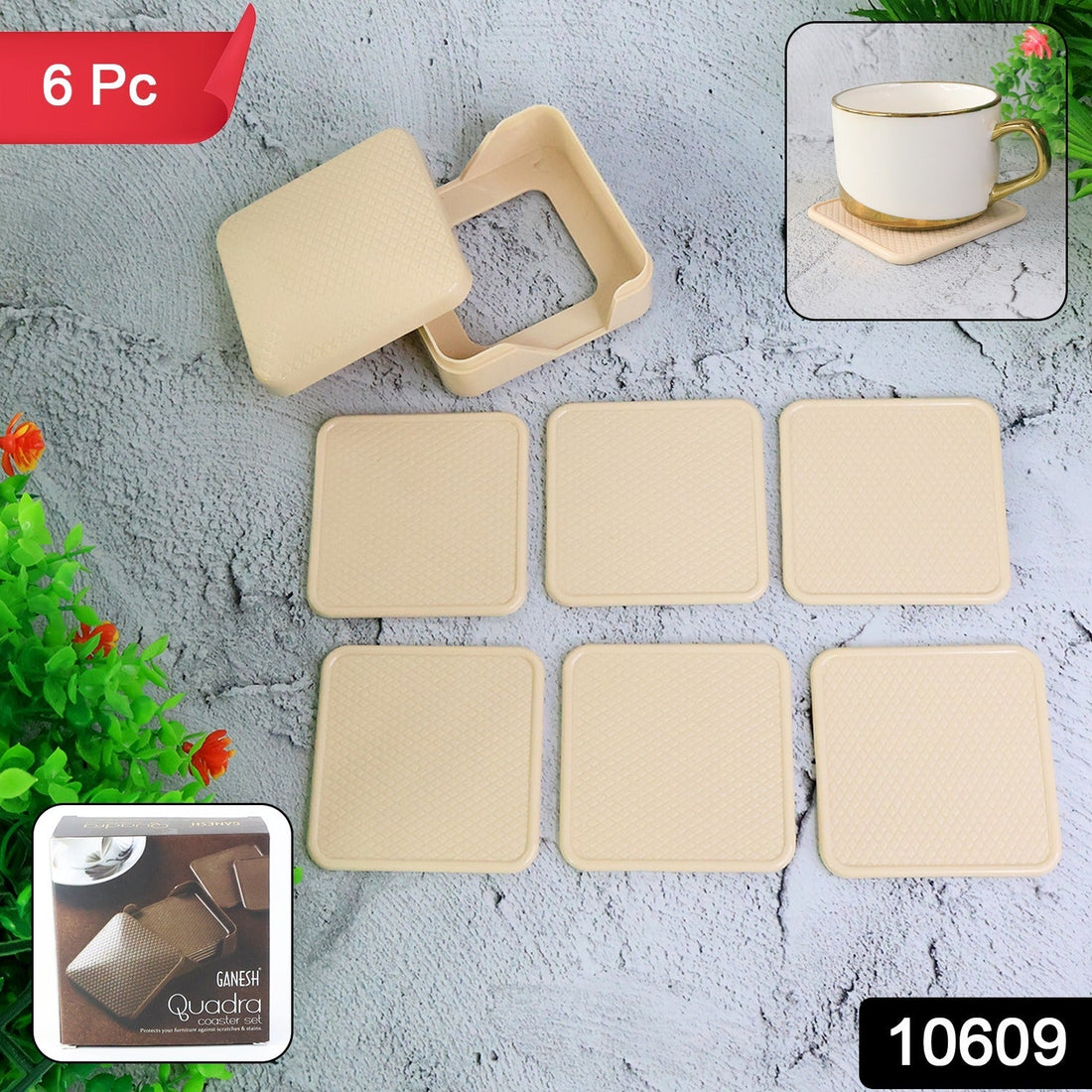 Ganesh Premium Square Coasters with Storage Box