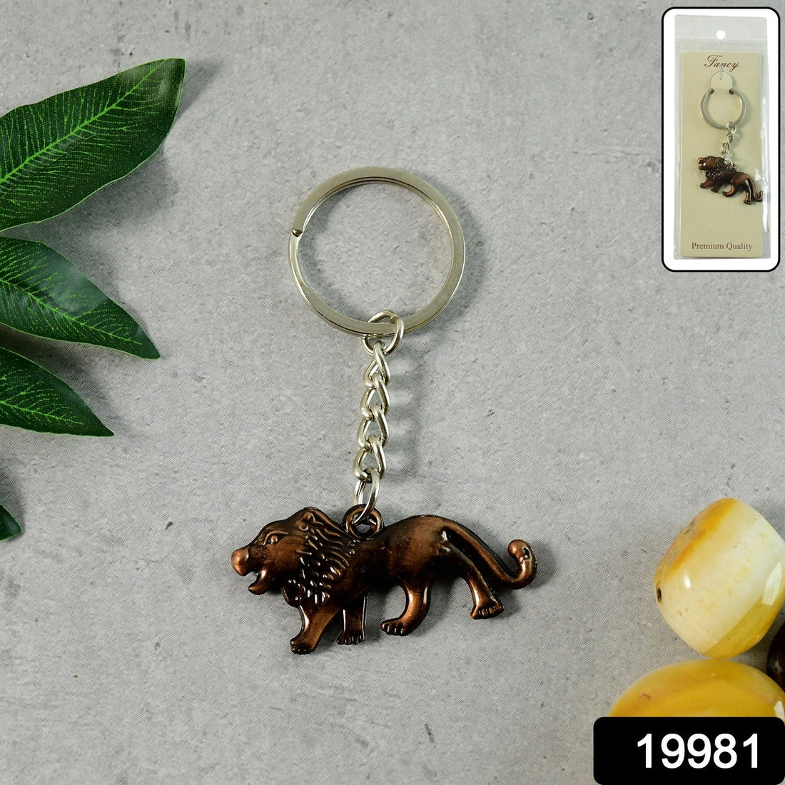 Walking Lion Metal Keychain