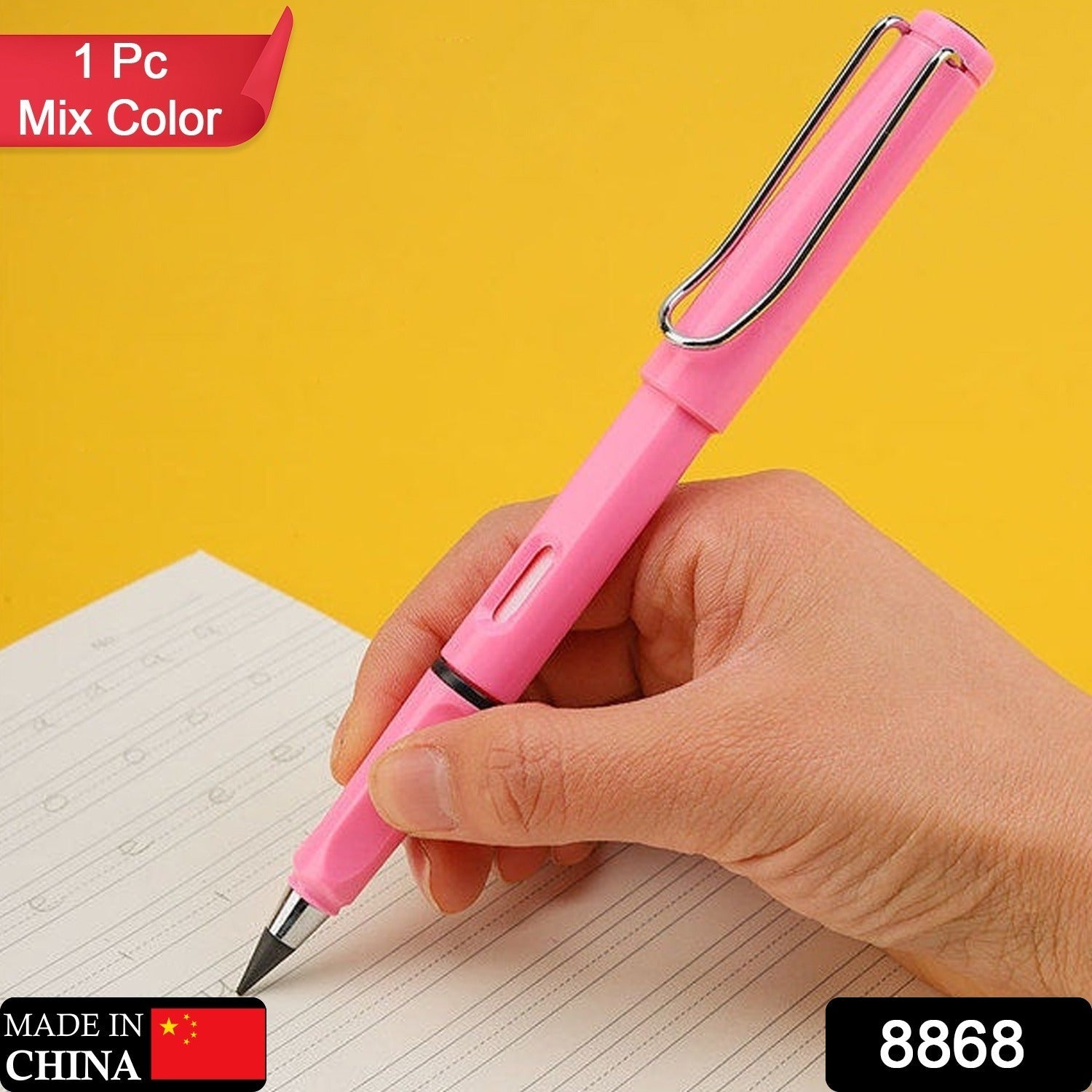 2-in-1 Everlasting Magic Pencil with Replaceable Eraser – Inkless, Reusable, Portable (1 Pc / Mix Color)