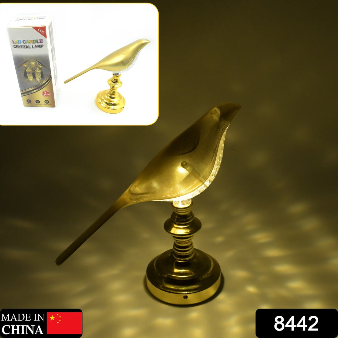 LED table lamp with crystal decoration and soft energy-saving light