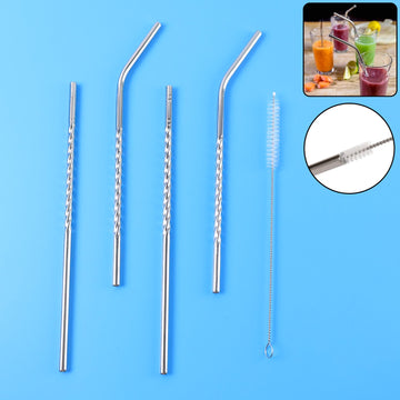 Stainless steel reusable straws set of 4